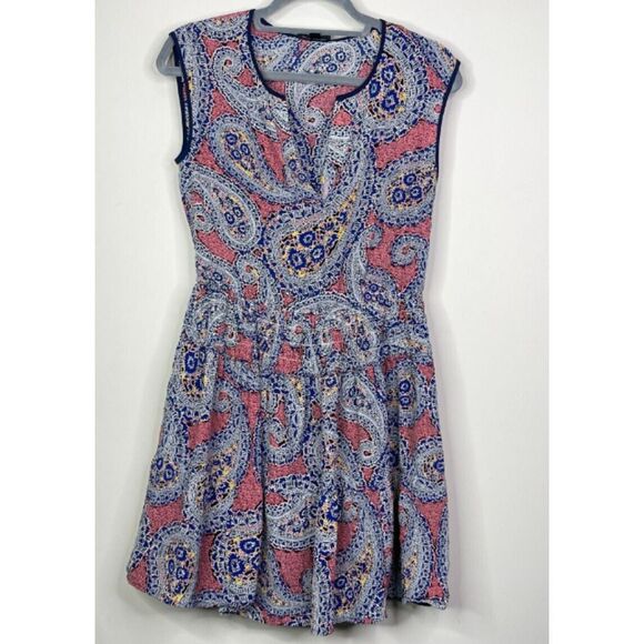 J. Crew Silk Paisley Smocked Sleeveless V-Neck Dress Women's Size 2 - Picture 9 of 9